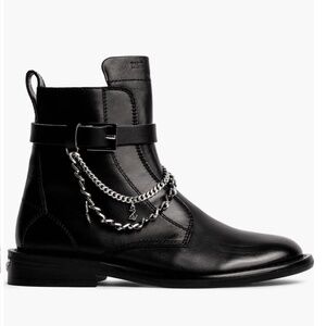 Zadig & Voltaire Women's Laureen Zip Boot Lambskin Black Leather Size 38